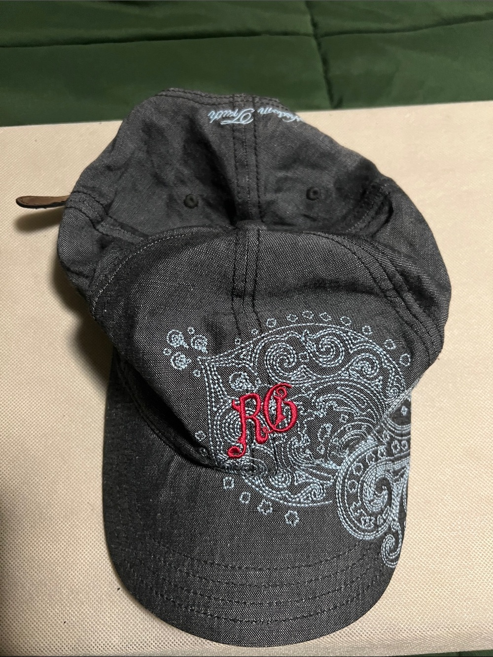 Robert Graham Black Paisley Cap with Red RG Monogram